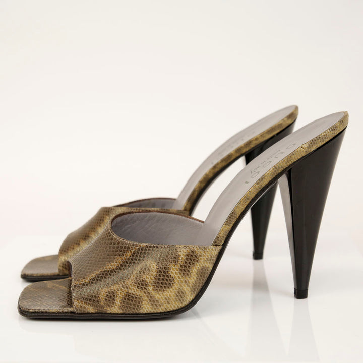 Gucci Taupe Snakeskin Leather Sandals