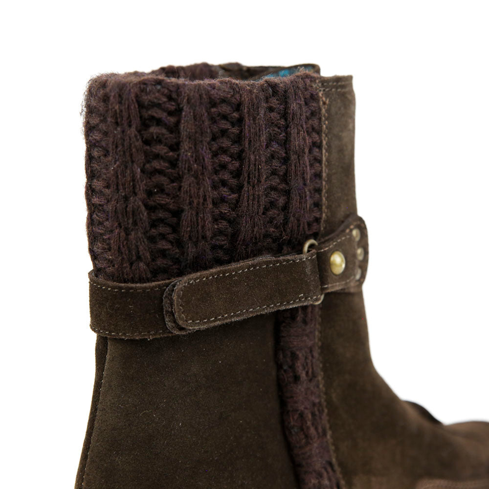 Aquatalia Brown Suede Knit Wedge Boots