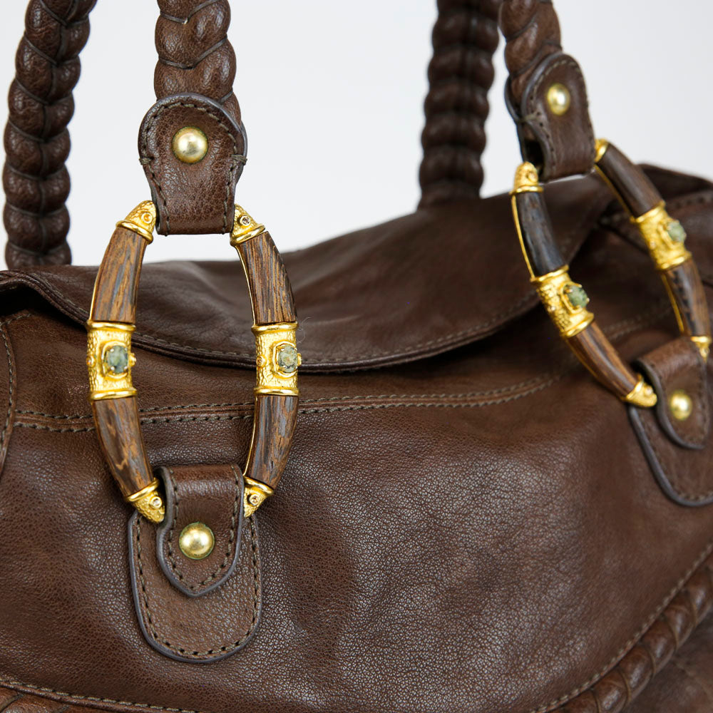 Gucci, Bags, Gucci Hobo Leather Braided Strap With Gold Details