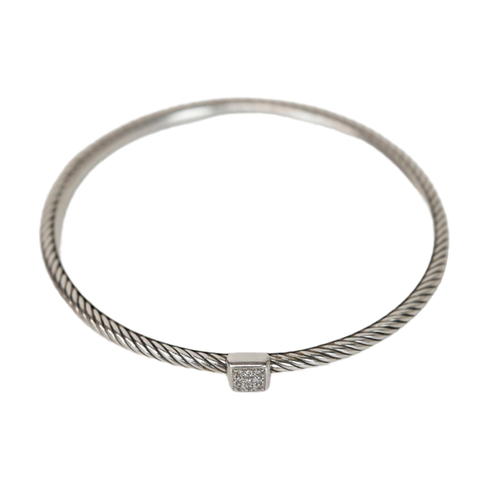 David Yurman Confetti Cable Classics Diamond & Sterling Silver Bangle Bracelet