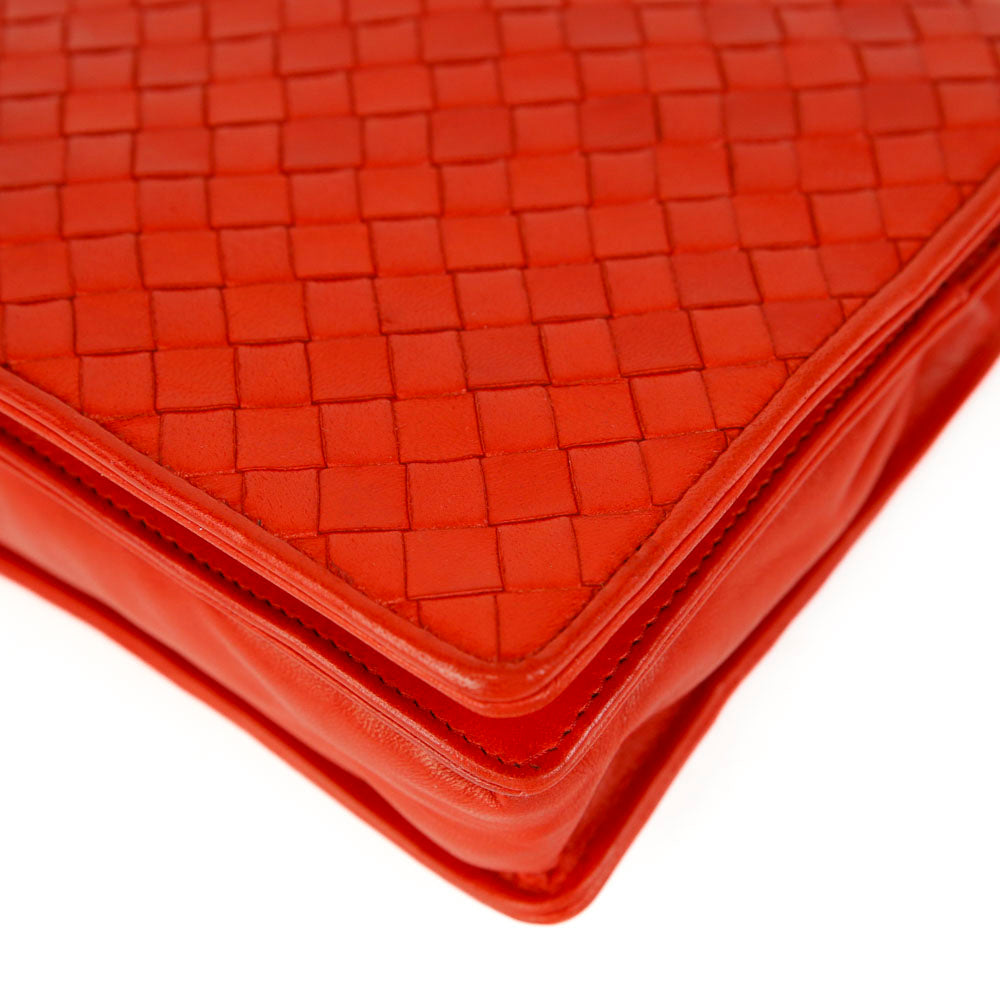 Bottega Veneta Vintage Red Intrecciato Flap Bag