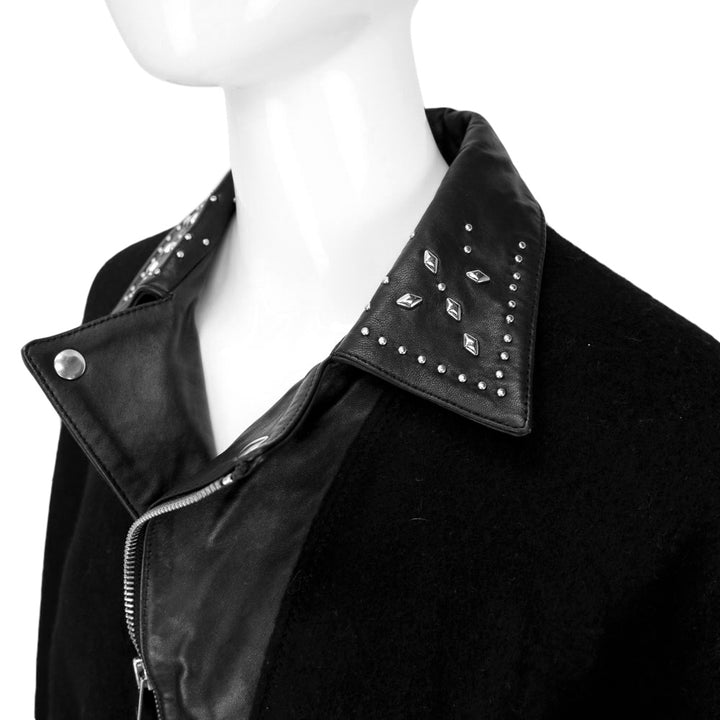 The Kooples Black Leather Trim Poncho