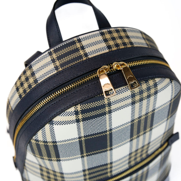 Coach Kenley Navy Plaid Backpack