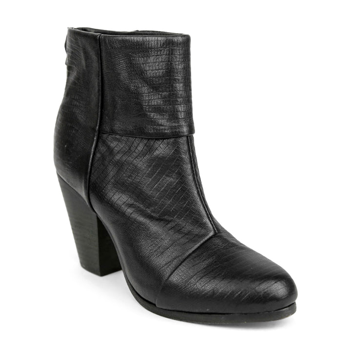 Rag & Bone Black Embossed Leather Ankle Boots