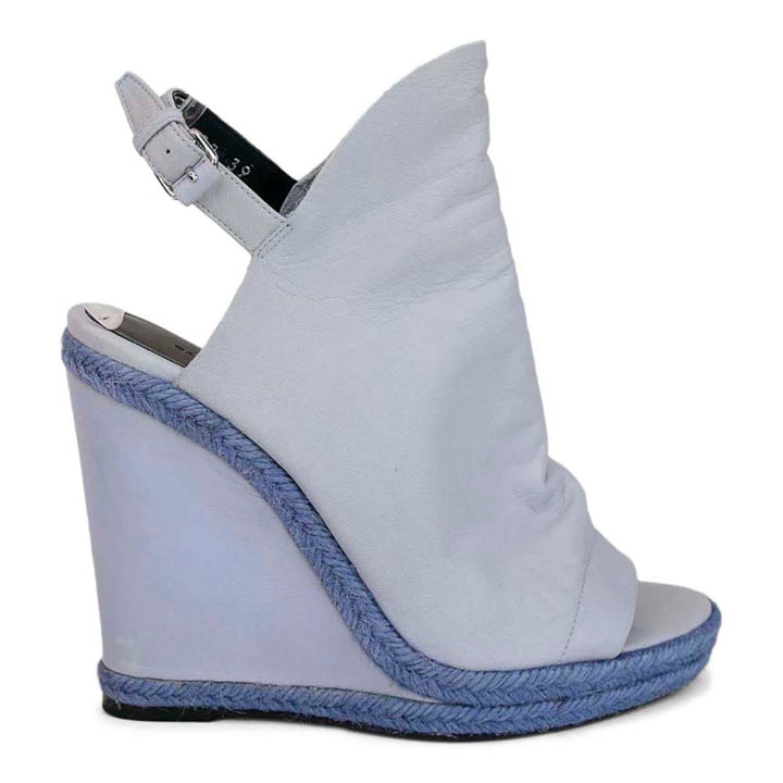 Balenciaga Lavender Leather Open Toe Glove Wedge Sandals
