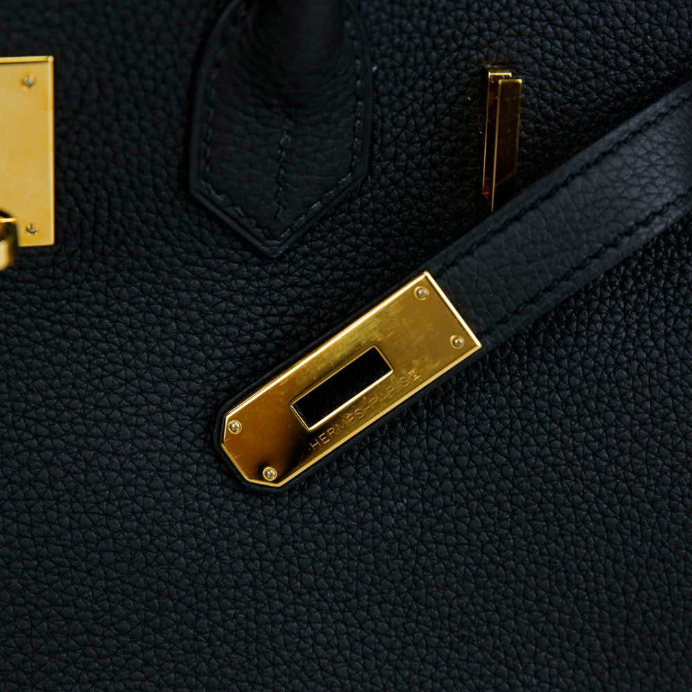 Hermes Birkin Bag Canvas Gold Hardware In Black