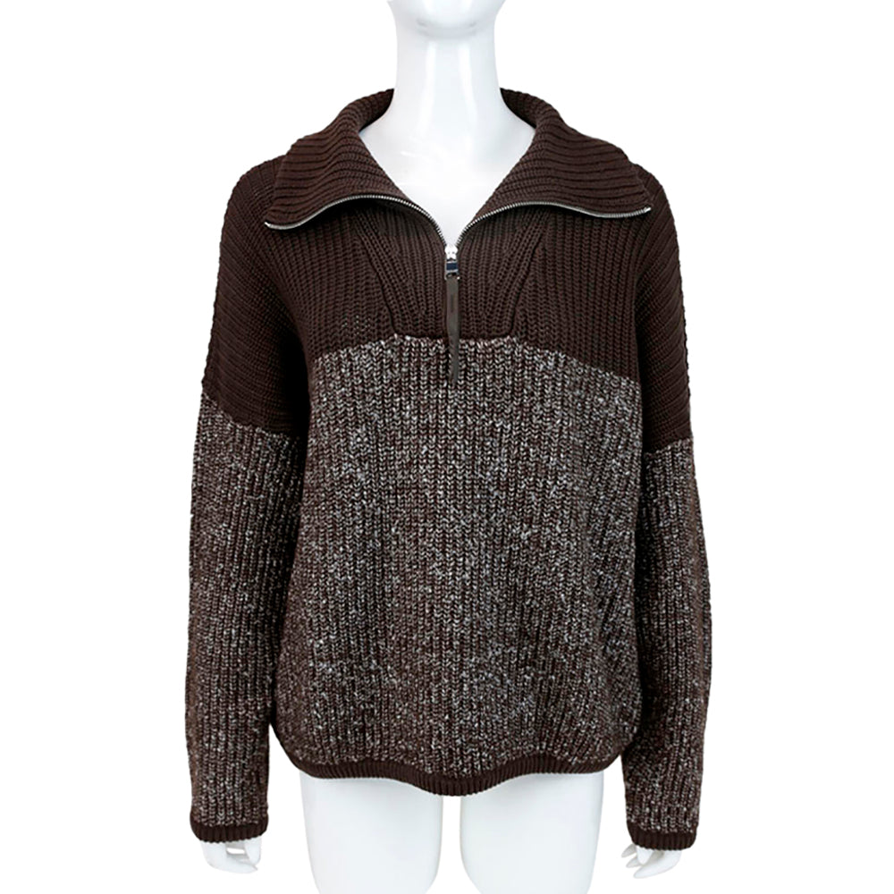 Varley Brown Willard Half Zip Sweater