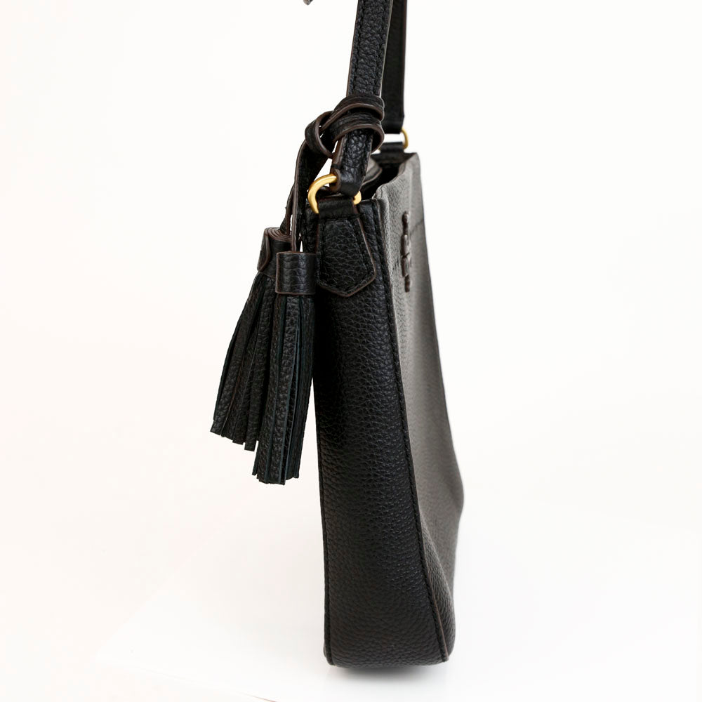 Tory Burch Black Leather Thea Tassel Crossbody Bag