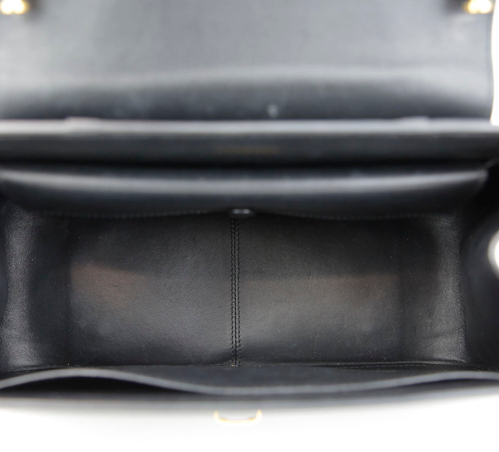 Versace Black Leather Virtus Top Handle Bag