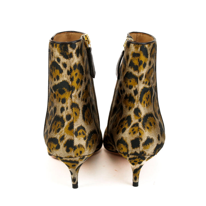 Aquazzura Quant Jacquard Leopard Print Ankle Boots