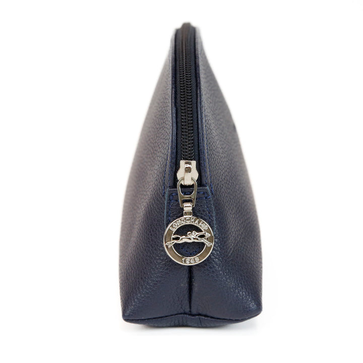 Longchamp Navy Blue Leather Cosmetic Pouch