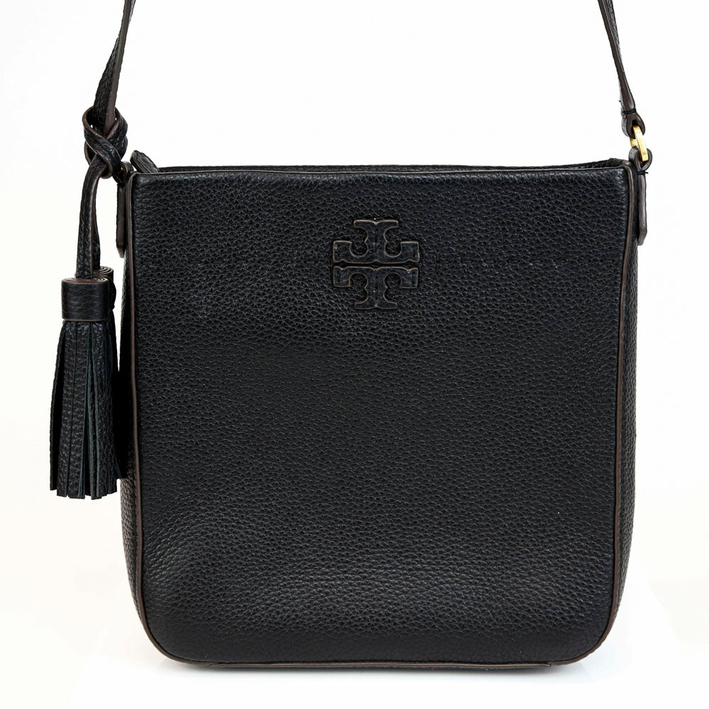 Tory Burch Black Leather Thea Tassel Crossbody Bag