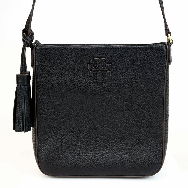 Tory Burch Black Leather Thea Tassel Crossbody Bag