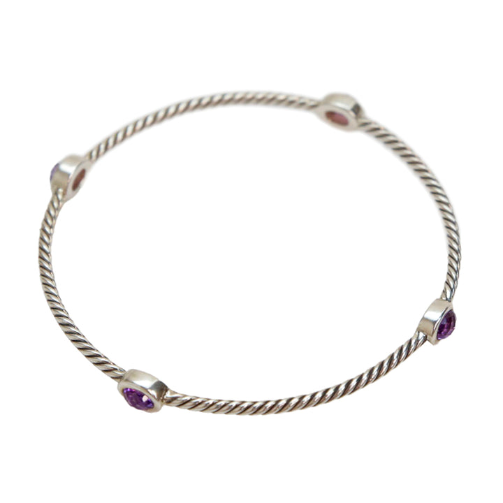 David Yurman Amethyst Color Classics 4 Station Bangle Bracelet