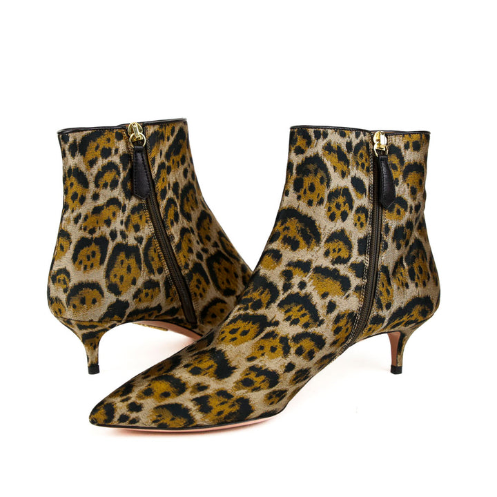 Aquazzura Quant Jacquard Leopard Print Ankle Boots