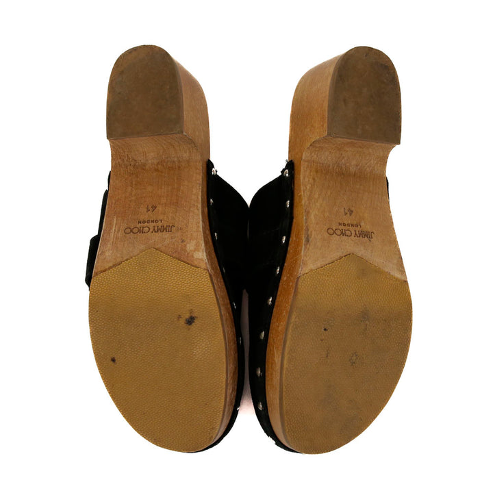 Jimmy Choo Black Suede Doralie 55 Embellished Clogs