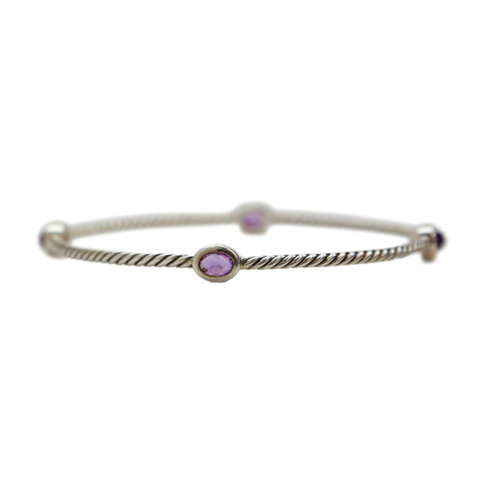 David Yurman Amethyst Color Classics 4 Station Bangle Bracelet