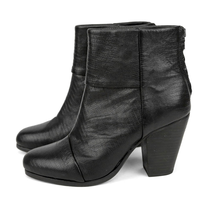 Rag & Bone Black Embossed Leather Ankle Boots