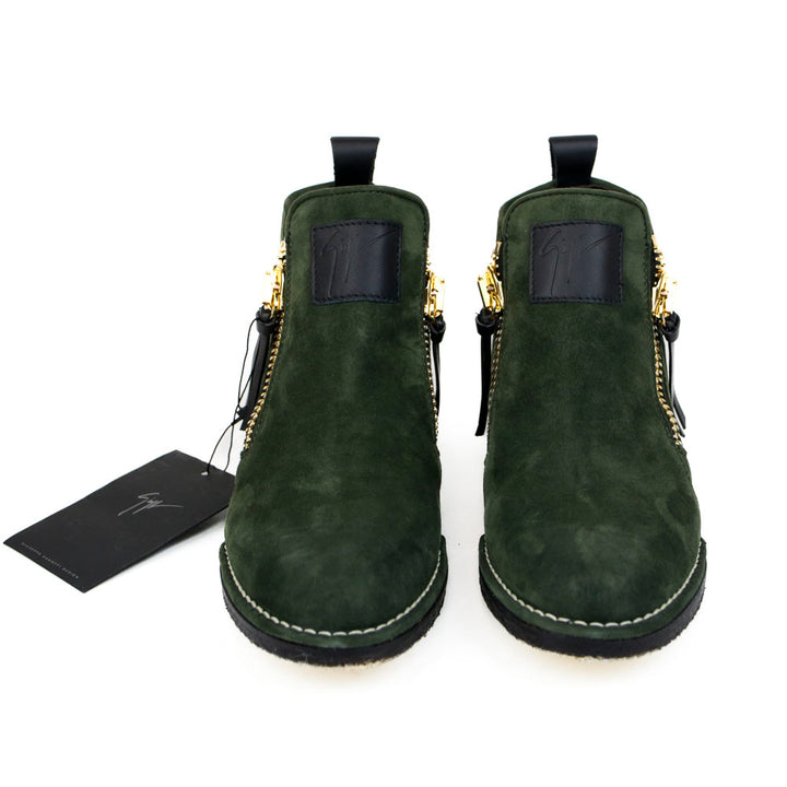 Giuseppe Zanotti Green Suede Ankle Boots