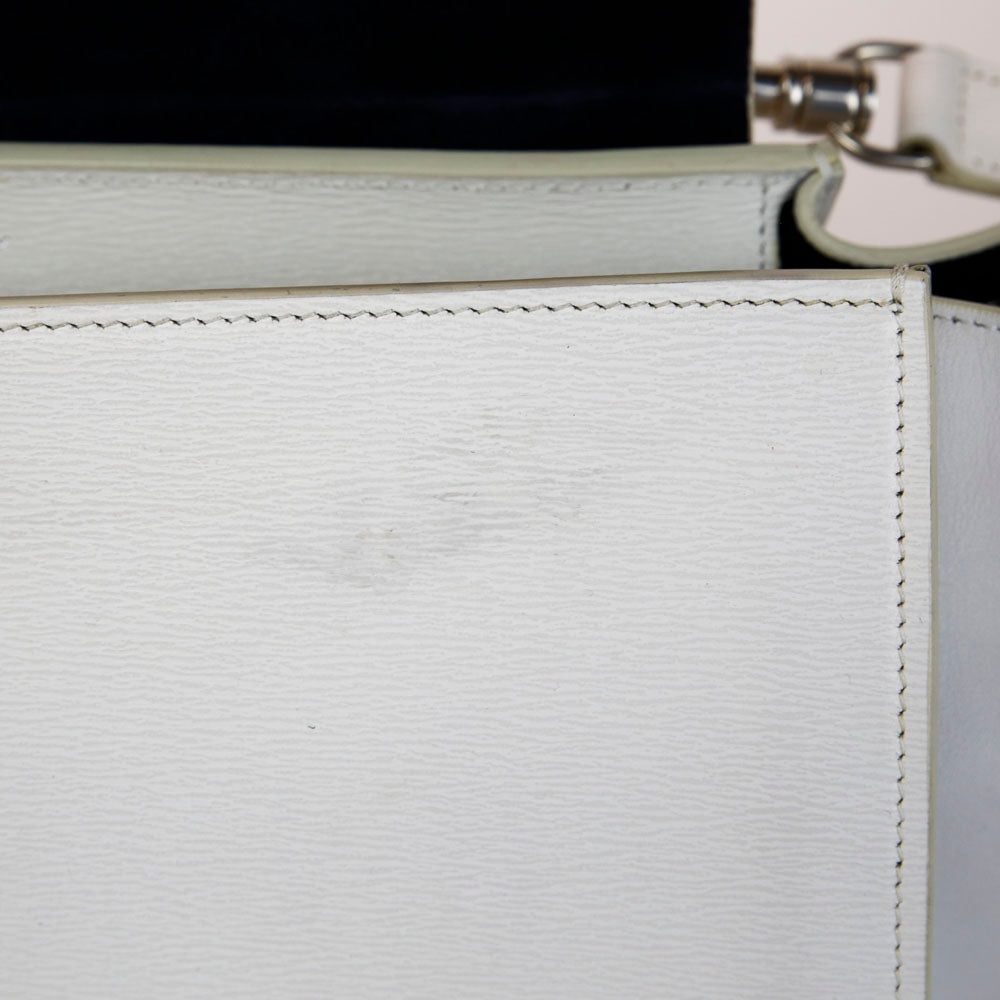 Celine White Leather Small Trapeze Bag