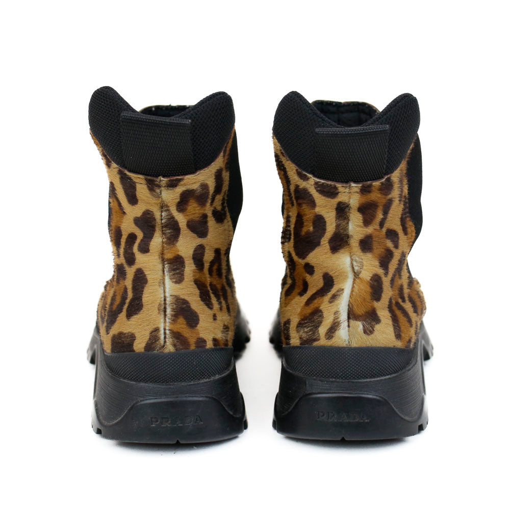 Prada Cheetah Print Pony Hair Ankle Boots