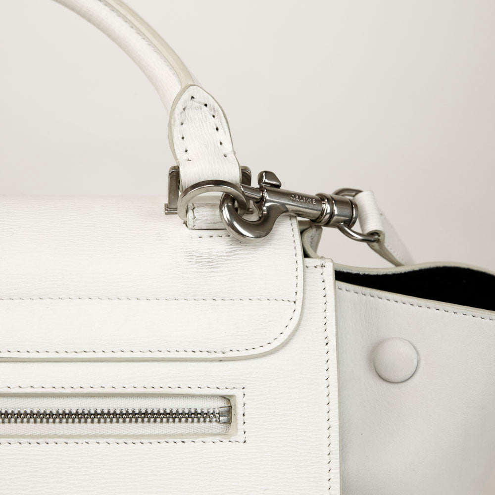 Celine White Leather Small Trapeze Bag
