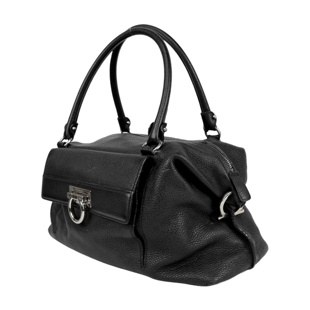 Salvatore Ferragamo Black Leather Satchel Bag