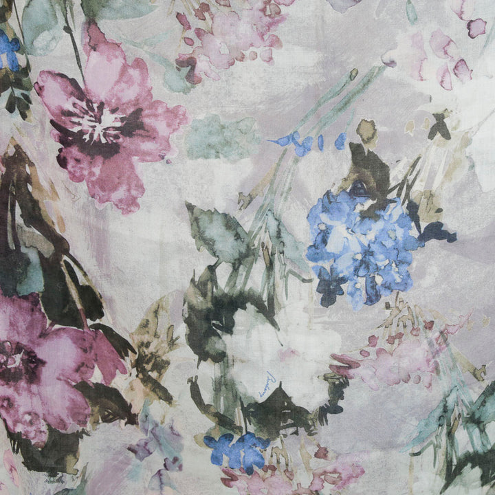 Burberry Gray Floral Cashmere & Silk Scarf