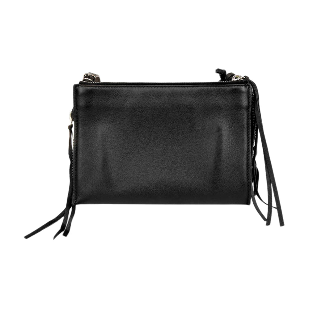 Balenciaga Black Leather Papier Triple XS Zip Around Crossbody Bag