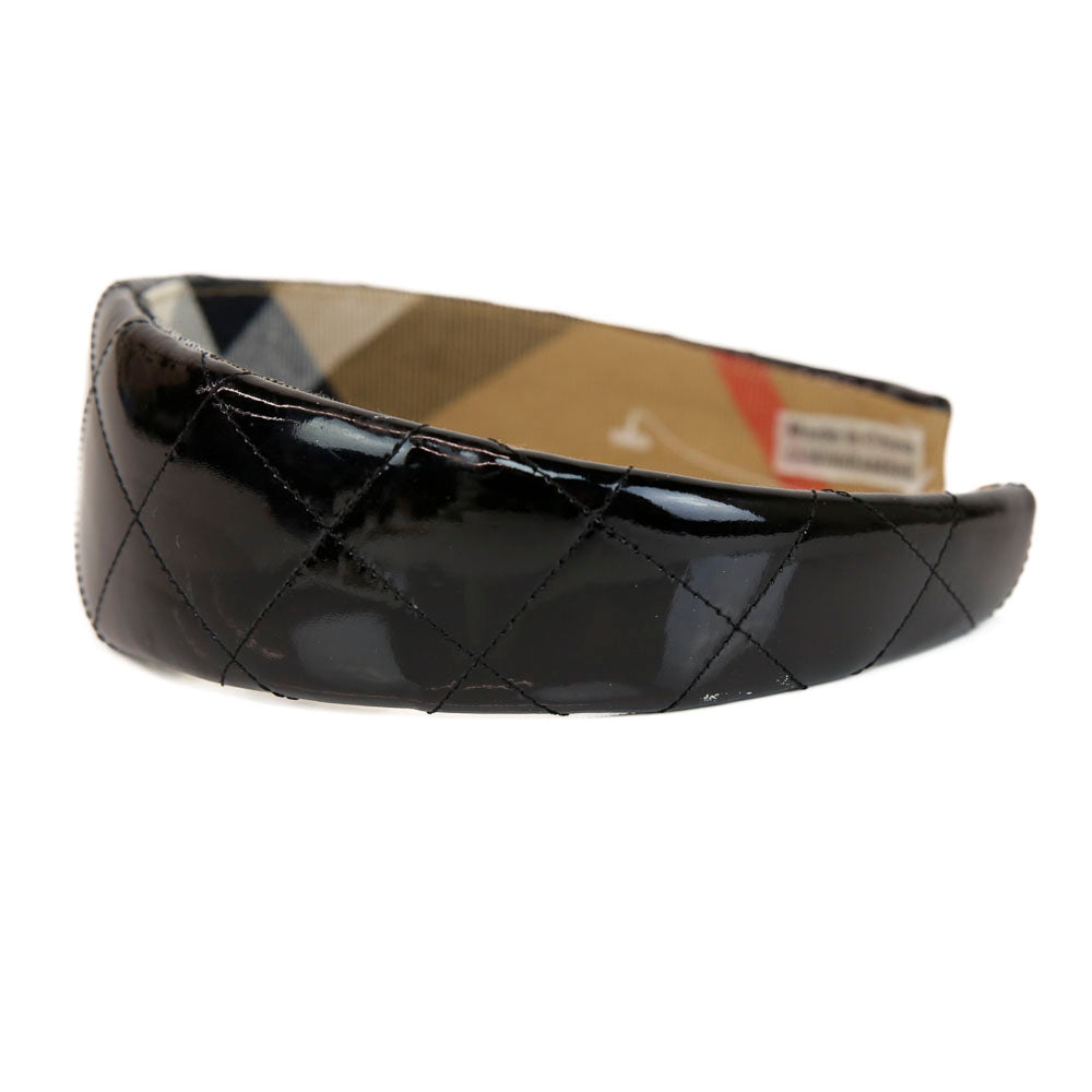 Burberry Black Quilted Patent Leather Headband
