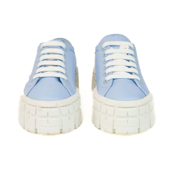 Prada Baby Blue Double Wheel Nylon Gabardine Platform Sneakers