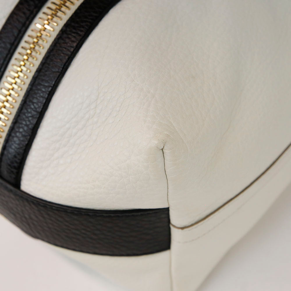 Tom Ford White Leather Zipper Tote Bag