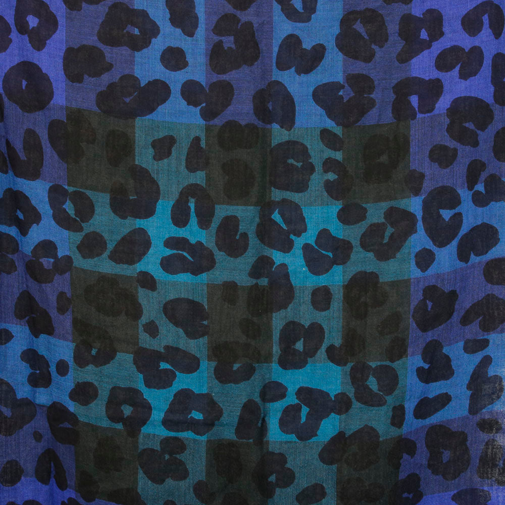 Burberry Blue Leopard Print Scarf