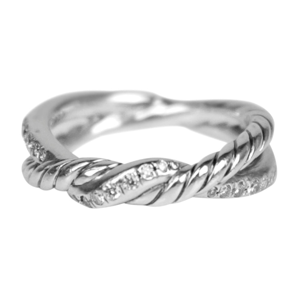 David Yurman Sterling Silver & Diamond Twist Cable Ring