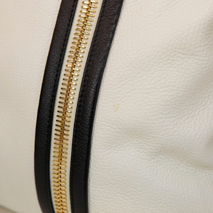 Tom Ford White Leather Zipper Tote Bag