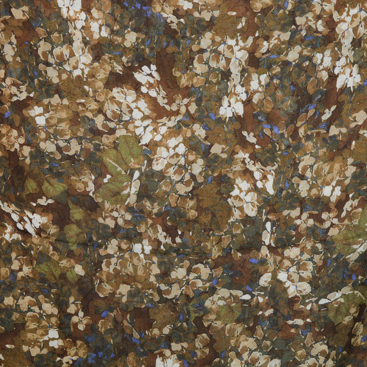 Burberry Brown Micro Floral Cashmere & Silk Scarf
