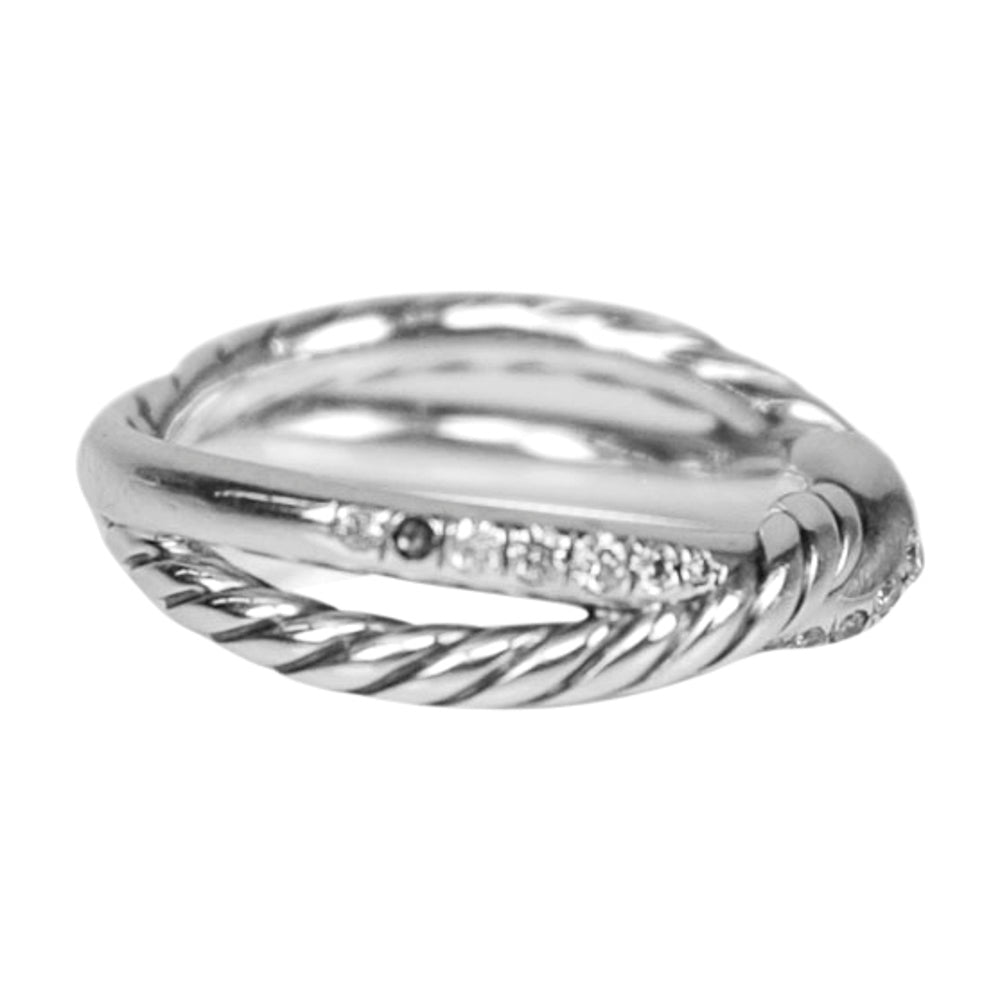 David Yurman Sterling Silver & Diamond Twist Cable Ring