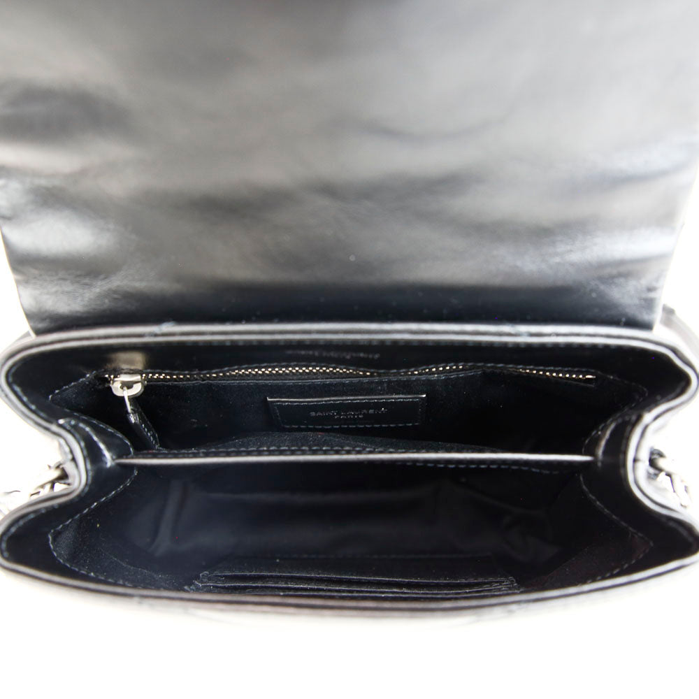 Saint Laurent Black Leather LouLou Toy Matelasse Crossbody Bag