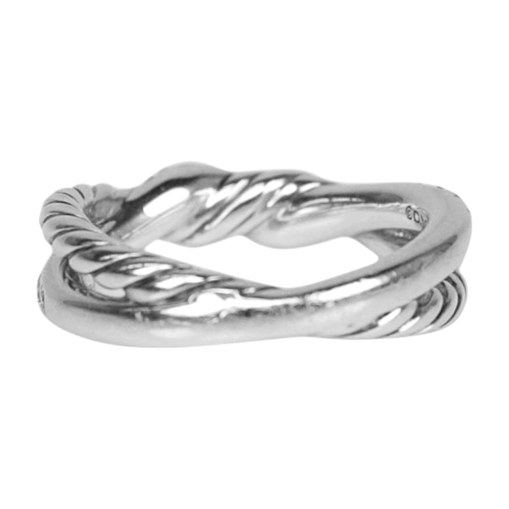 David Yurman Sterling Silver & Diamond Twist Cable Ring