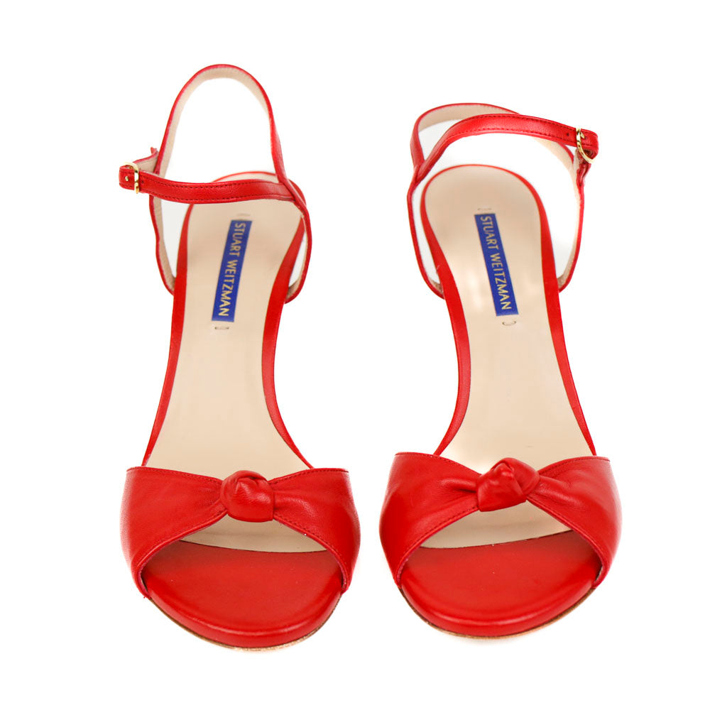Stuart Weitzman Red Leather Knotted Pumps