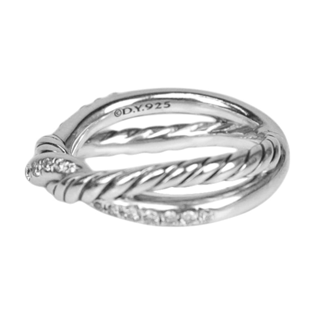 David Yurman Sterling Silver & Diamond Twist Cable Ring