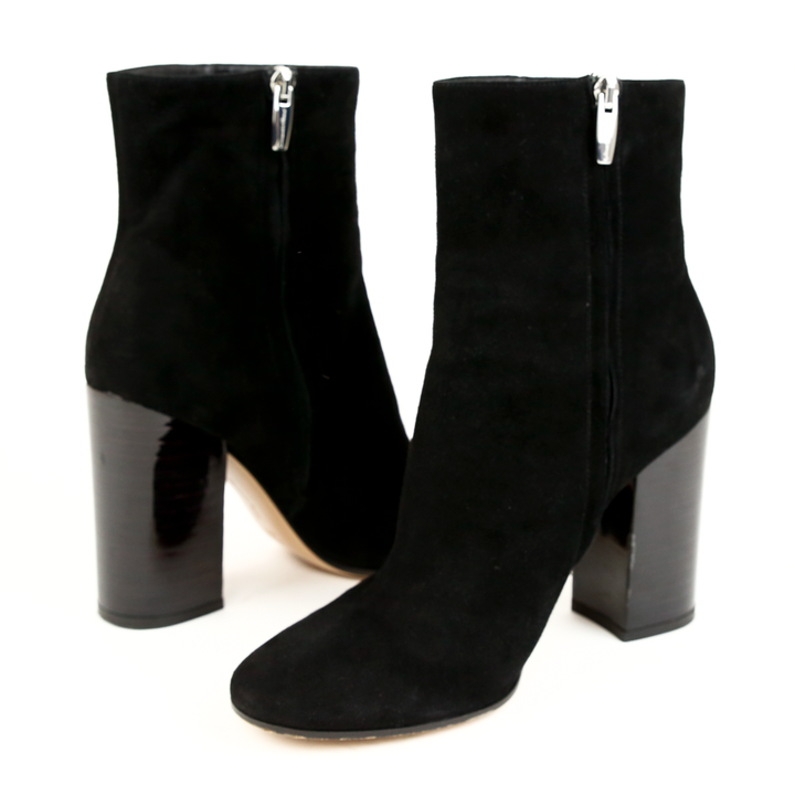 side view of Gianvito Rossi Black Suede Ankle Boots