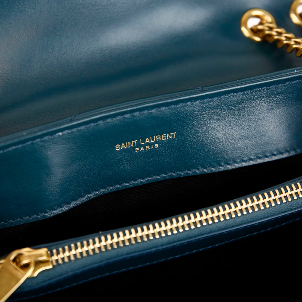 Saint Laurent Small Loulou Matelassé Teal Leather Shoulder Bag