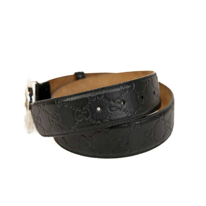 Gucci Black Interlocking G Buckle Wide Belt