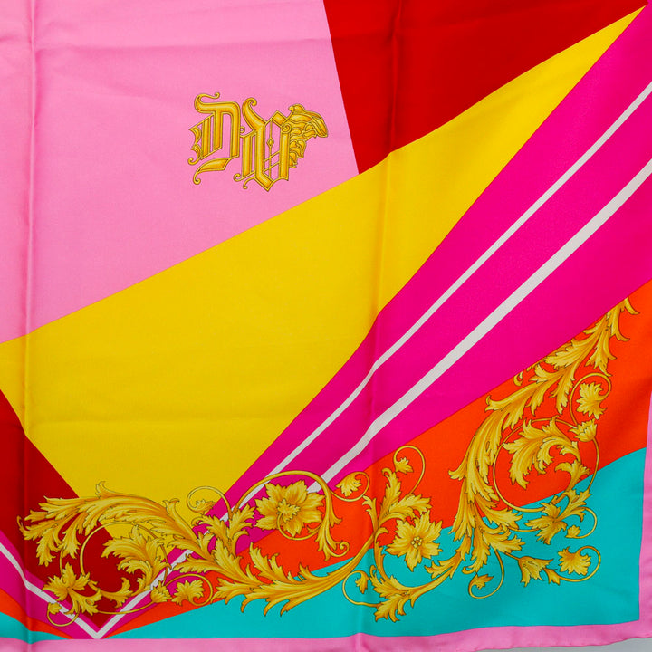 Versace Bright Multi Color Silk Square Scarf