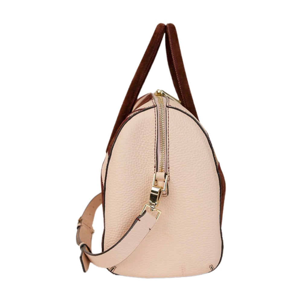 Kate Spade Pink Leather & Suede Embroidered Heart Satchel