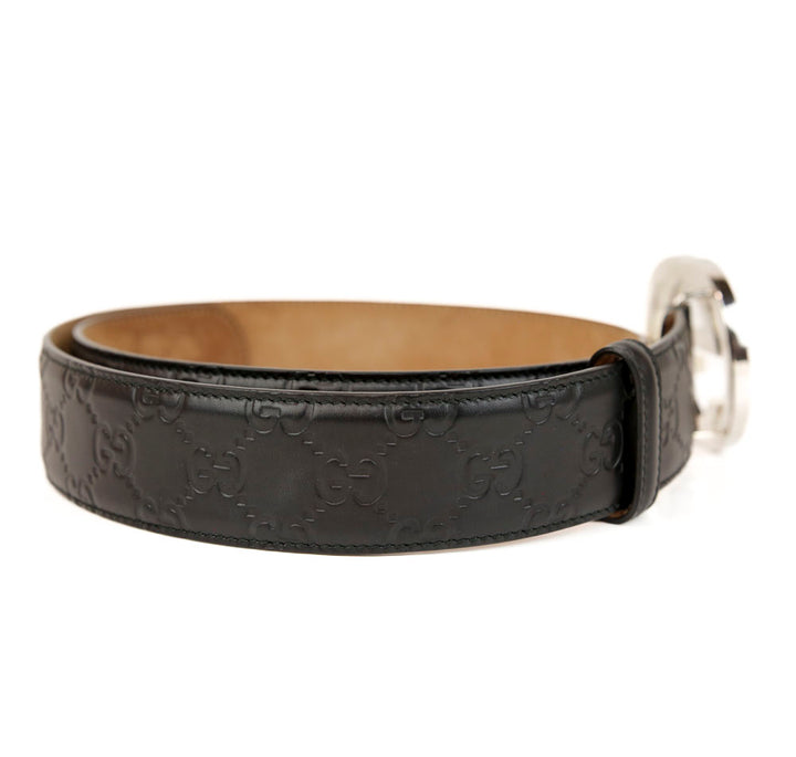 Gucci Black Interlocking G Buckle Wide Belt