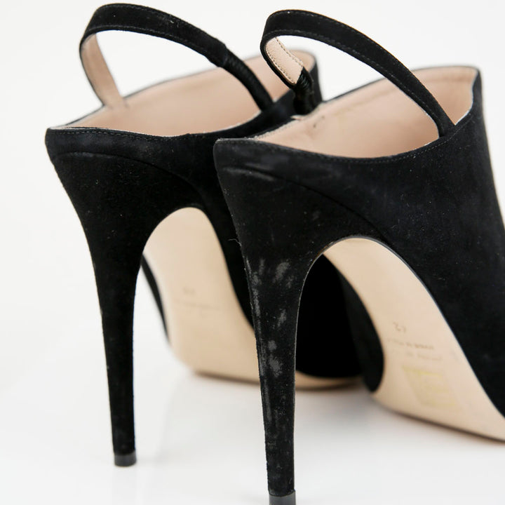 Miu Miu Black Suede Slingback Pumps