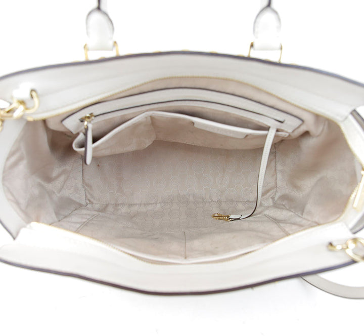 Michael Kors Cream Saffiano Leather Studded Tote Bag