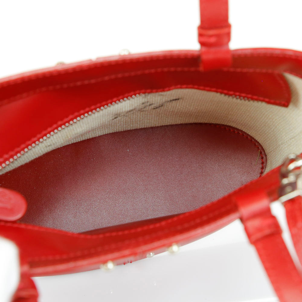 Tod's Red Leather Studded Mini Top Handle Bag
